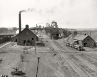 Iron mining circa 1899. Norrie group No. 3, Ironwood, Michigan